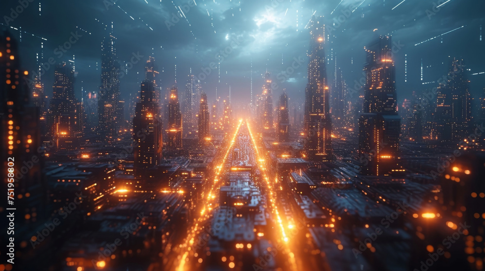Poster timelapse cityscape a fastpaced timelapse view of a cityscape with buildings and roads constantly ch