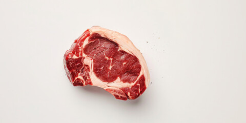 Obraz premium a single piece of meat is placed on a white background, generative AI