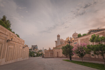 Memorial complex of Islam Karimov during the sunset, Samarkand, Uzbekistan.