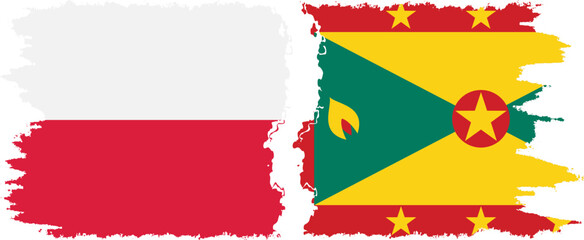 Grenada and Poland grunge flags connection vector