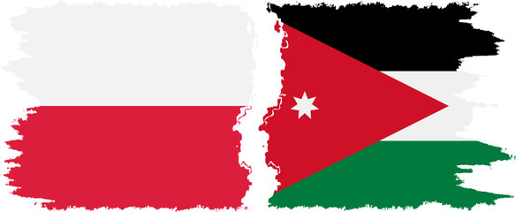 Jordan and Poland grunge flags connection vector