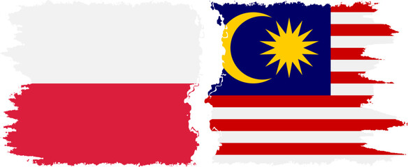 Malaysia and Poland grunge flags connection vector