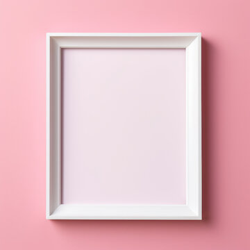 Blank picture frame template on pink background