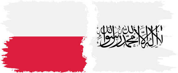 Afghanistan and Poland grunge flags connection vector