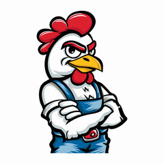 Chicken farm mascot logo vector