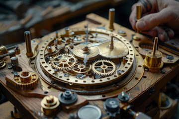 Fototapeta na wymiar Close-up mechanical watches in the retro