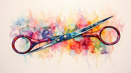 Scissors watercolor