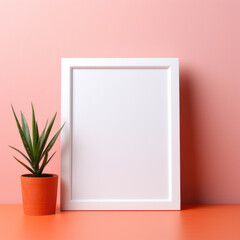 Blank picture frame template pink background