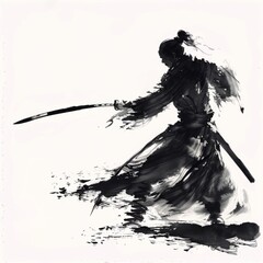 Chinese ink style swordsma