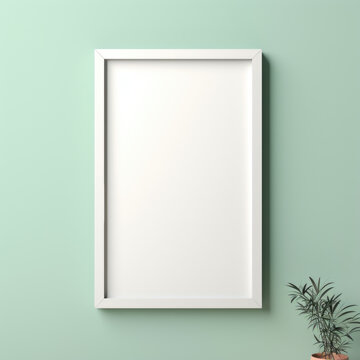Blank picture frame template on mint green background
