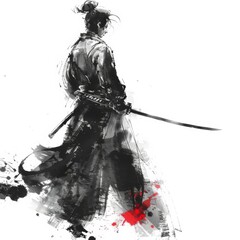 Fototapeta premium Chinese ink style swordsma