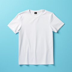 Blank t-shirt template on light blue background