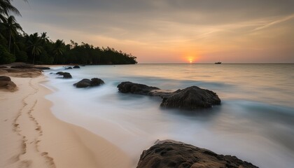 Obraz premium Sunset serenity on a tropical beach