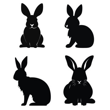 Easter bunny black Silhouette vector