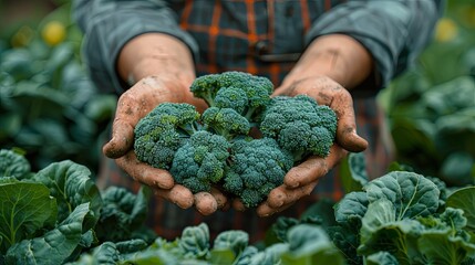 Fresh  broccoli from garden - obrazy, fototapety, plakaty