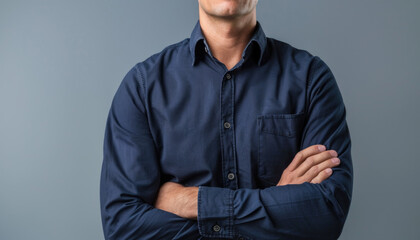 Modern businessman in deep blue shirt