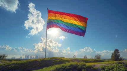 Pride flag happy pride month - obrazy, fototapety, plakaty