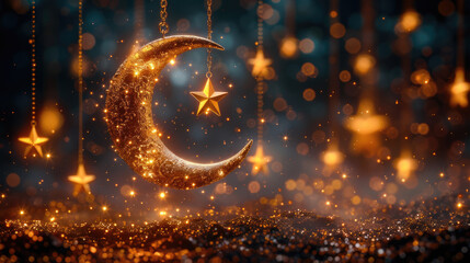 Star and crescent in eid al adha day - obrazy, fototapety, plakaty