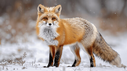 Obraz premium Red Fox in Snowy Habitat