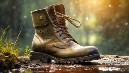 Old Army Boot in The Mud