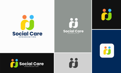 Modern creative community logo. community logo template. nonprofit organization logo template. geometric nonprofit logo template. mpodern and minimalist organization logo template