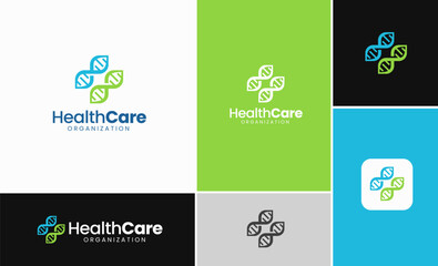 Healthcare logo collection. modern medical or pharmacy logo. nonprofit organization logo template. geometric nonprofit logo template. mpodern and minimalist hospital logo template