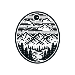 logo mountain lineart style vector design 