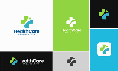 Healthcare logo collection. modern medical or pharmacy logo. nonprofit organization logo template. geometric nonprofit logo template. mpodern and minimalist hospital logo template