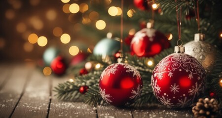 Fototapeta na wymiar Joyful Christmas ornaments on a festive tree