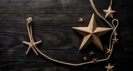 Fototapeta na wymiar Handmade charm with stars and twine, perfect for rustic decor