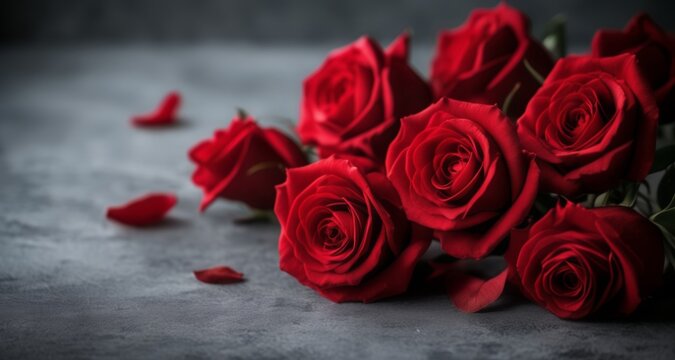  Elegant red roses, fallen petals, and a hint of romance
