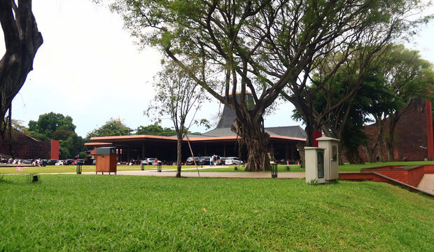 Jakarta, Indonesia - February 10, 2024: Sasono Utomo Building in Taman Mini Indonesia Indah.