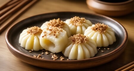 Fototapeta na wymiar Deliciously crafted dumplings, ready to be savored