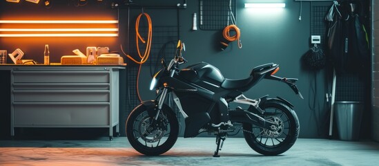 motorcycle in garage