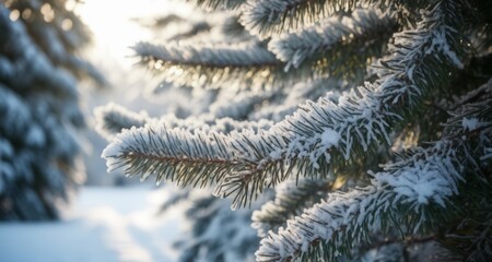  Whispers of winter's touch on a snowy pine