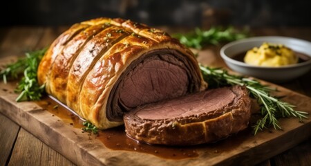  Deliciously roasted beef, ready to be savored! - obrazy, fototapety, plakaty