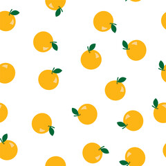 Oranges isolated on a white background. Seamless pattern. Flat style. Background for paper, cover, fabric, textile, dishes, interior decor. 