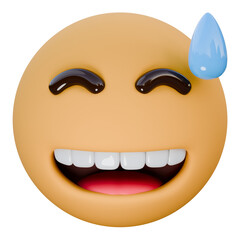 grinning face with sweat 3d icon illustration