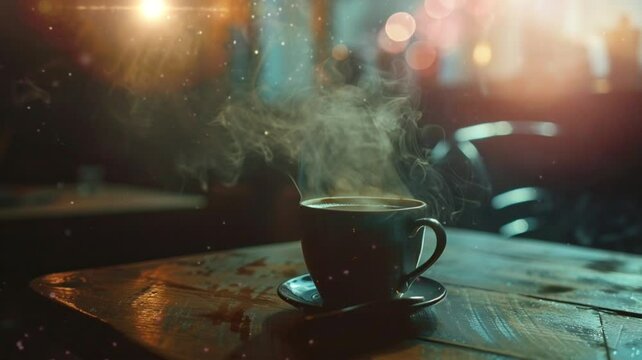 Scene coffe on the table animation video looping motion