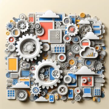 Innovative Integration: A Visual Representation of Cloud Computing and Mechanical Engineering with Generative AI.