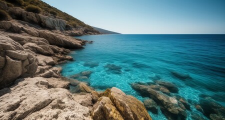 Fototapeta premium Tranquil waters meet rugged coastline
