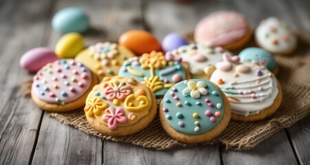 Fototapeta na wymiar Bite-sized Easter joy with these adorable cookie treats!