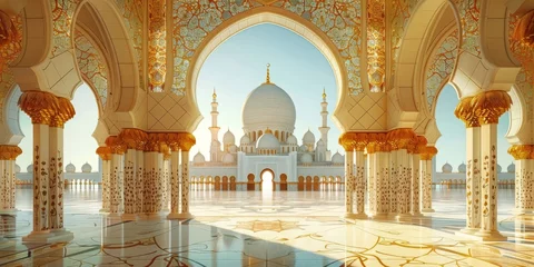 Fotobehang An intricate and ornate mosque with elegant arches and domes © Shutter2U