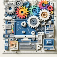 Innovative Integration: A Visual Representation of Cloud Computing and Mechanical Engineering with Generative AI.