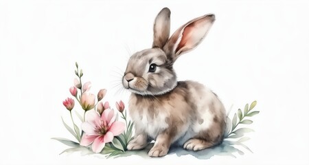  Charming bunny amidst blooming flowers