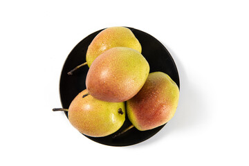 fresh ripe pear fruit isolated on white background