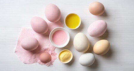Obraz na płótnie Canvas Vibrant eggs in a palette of pastel colors