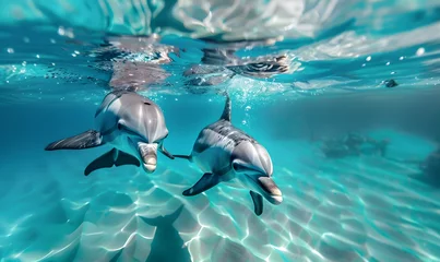 Poster Dolphins Swimming in Clear Water,Generative AI  © simba kim