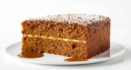  Deliciously tempting chocolate cake with a rich, moist texture and a hint of caramel sauce