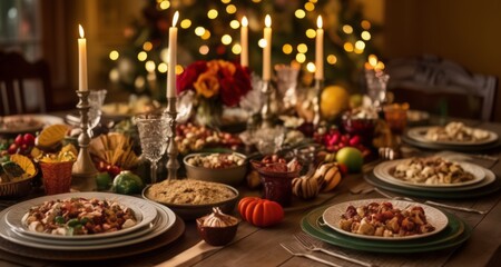 Fototapeta na wymiar A festive feast awaits, with every dish a Christmas delight